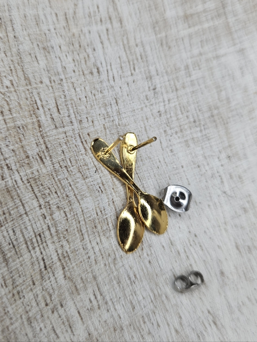 Vintage Golden Key Gold Spoon Stud Earrings – Surgical Steel Posts NWT - Picture 6 of 10